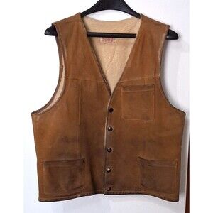 Vintage Jo Kay Brown Suede Vest Western Sherpa Lined